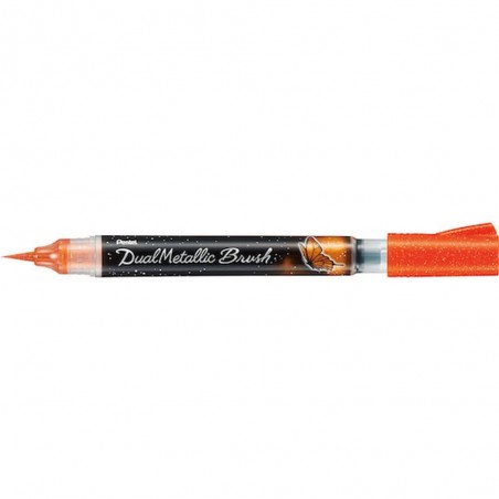 orange+jaune métallique stylo Pentel DUAL METALLIC BRUSH XGFH-DF