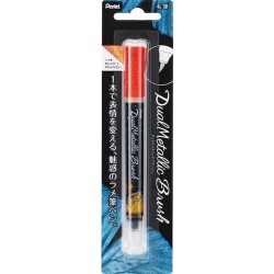 orange+metallic yellow pentel DUAL METALLIC BRUSH pen XGFH-DF