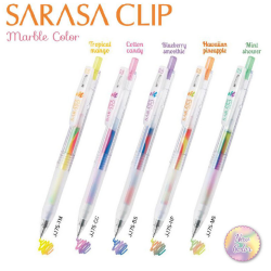 Sarasa Clip Marble Color coffret de 5 stylos (rechargeables) JJ75-5C-MB par Zebra