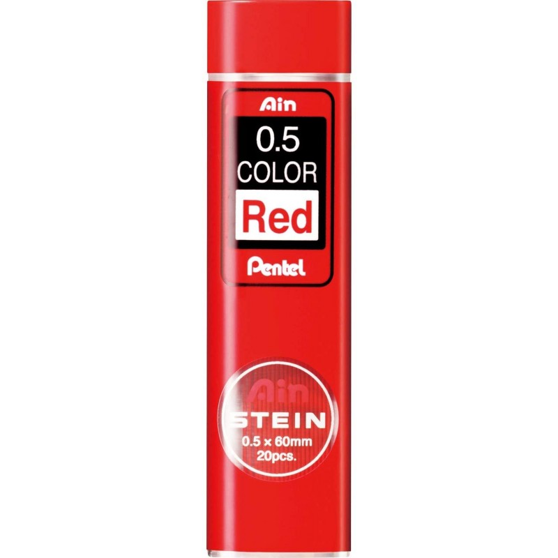 red color  ø0.5mm - Set of 20 Leads for Mechanical Pencils - AIN STEIN XC275-RD by Pentel