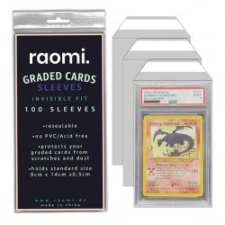 100 sleeves for graded cards, transparent, by raomi.