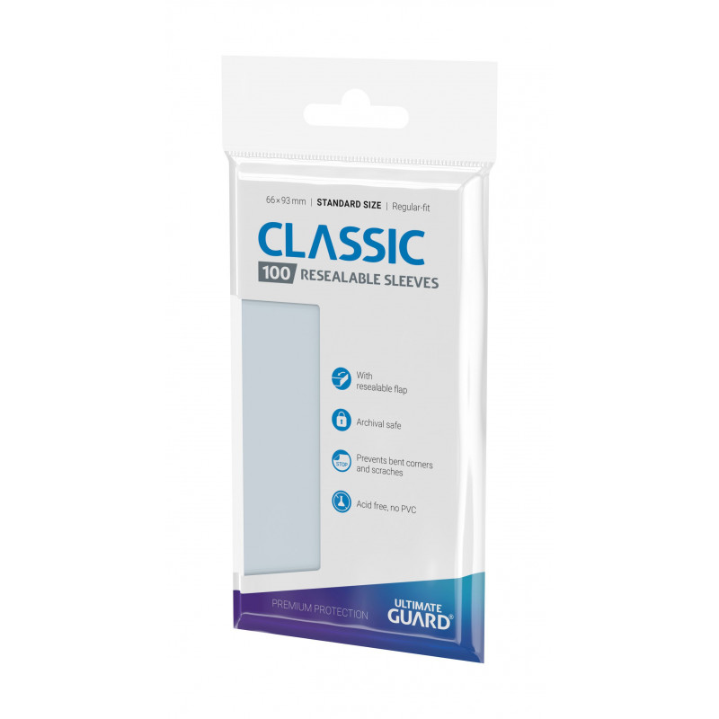 100 Sleeves Kartenhüllen mit wiederverschließbarer Lasche, durchsichtig, von Ultimate Guard