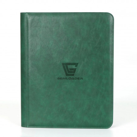 Premium binder for 3''×4'' toploaders with 216 pockets (each page 3×3), green, by Gemloader