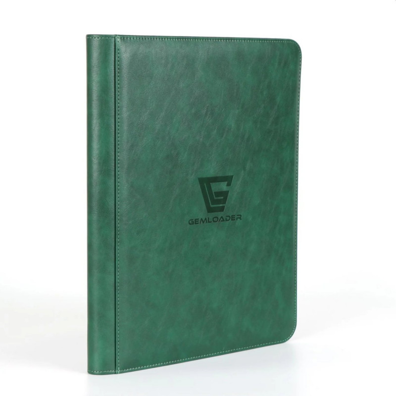 Premium binder for 3''4'' toploaders with 216 pockets (each page 33),  green, by Gemloader